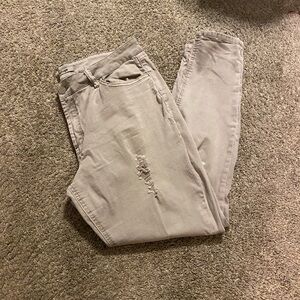 refuge Skinny Distressed Jeans in Light Taupe